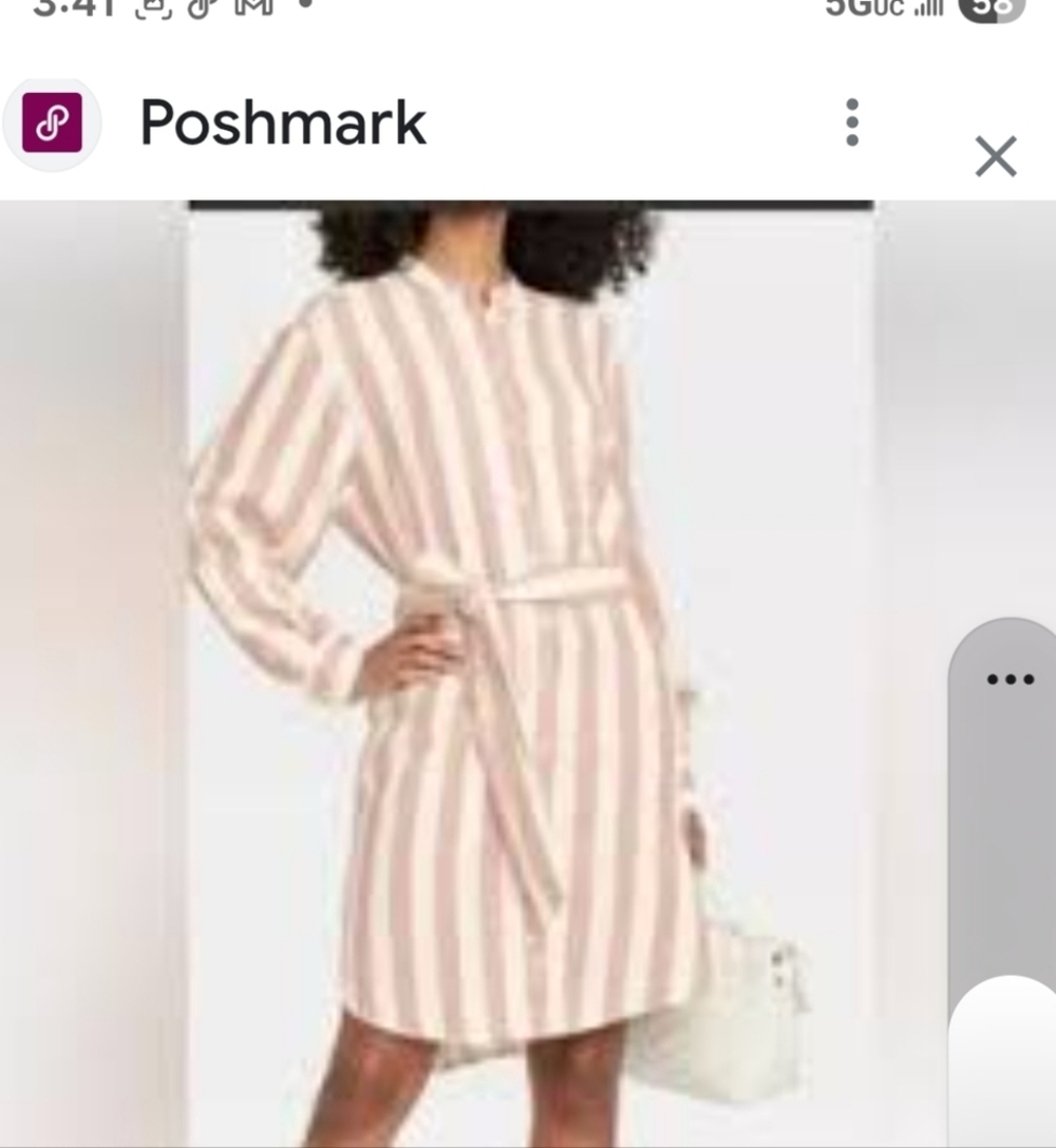 Linen Blend Midi Shirt  Dress Size M